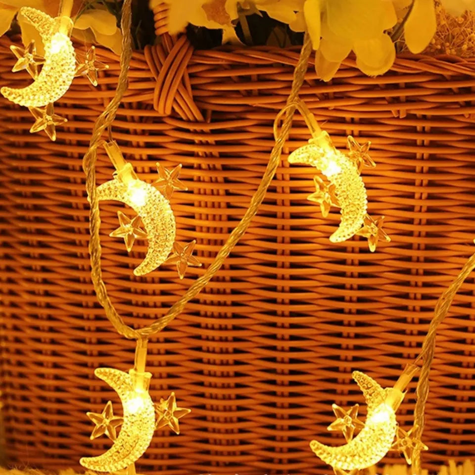 20 Moon Star LED Fairy Lights Battery Operated