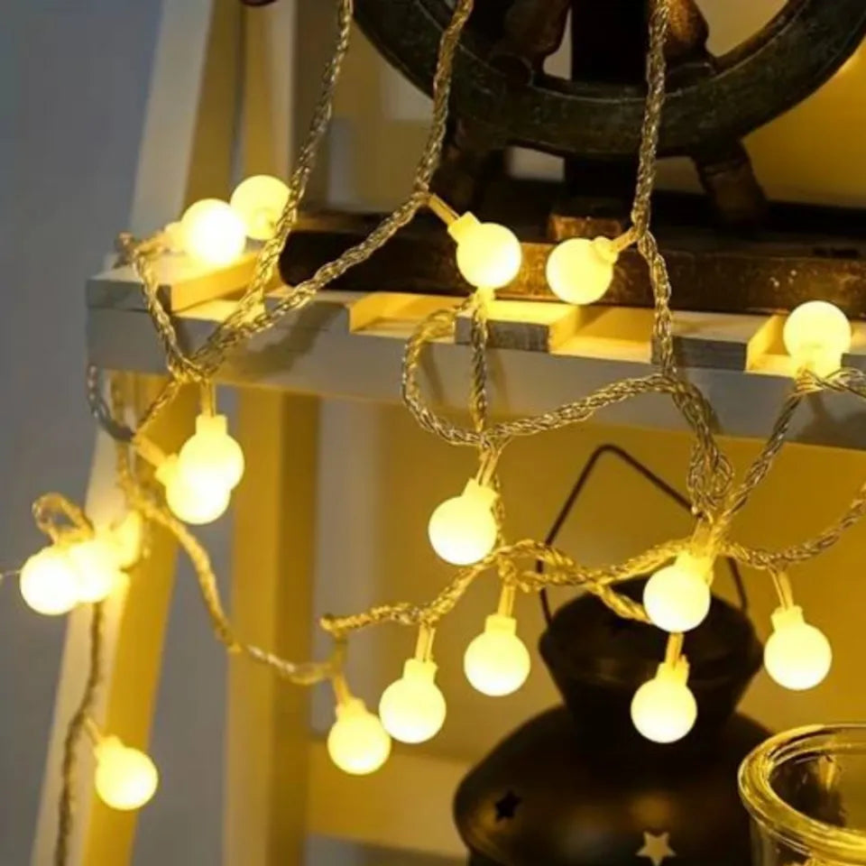 10 Cotton Ball LED String Fairy Lights Battery Operated