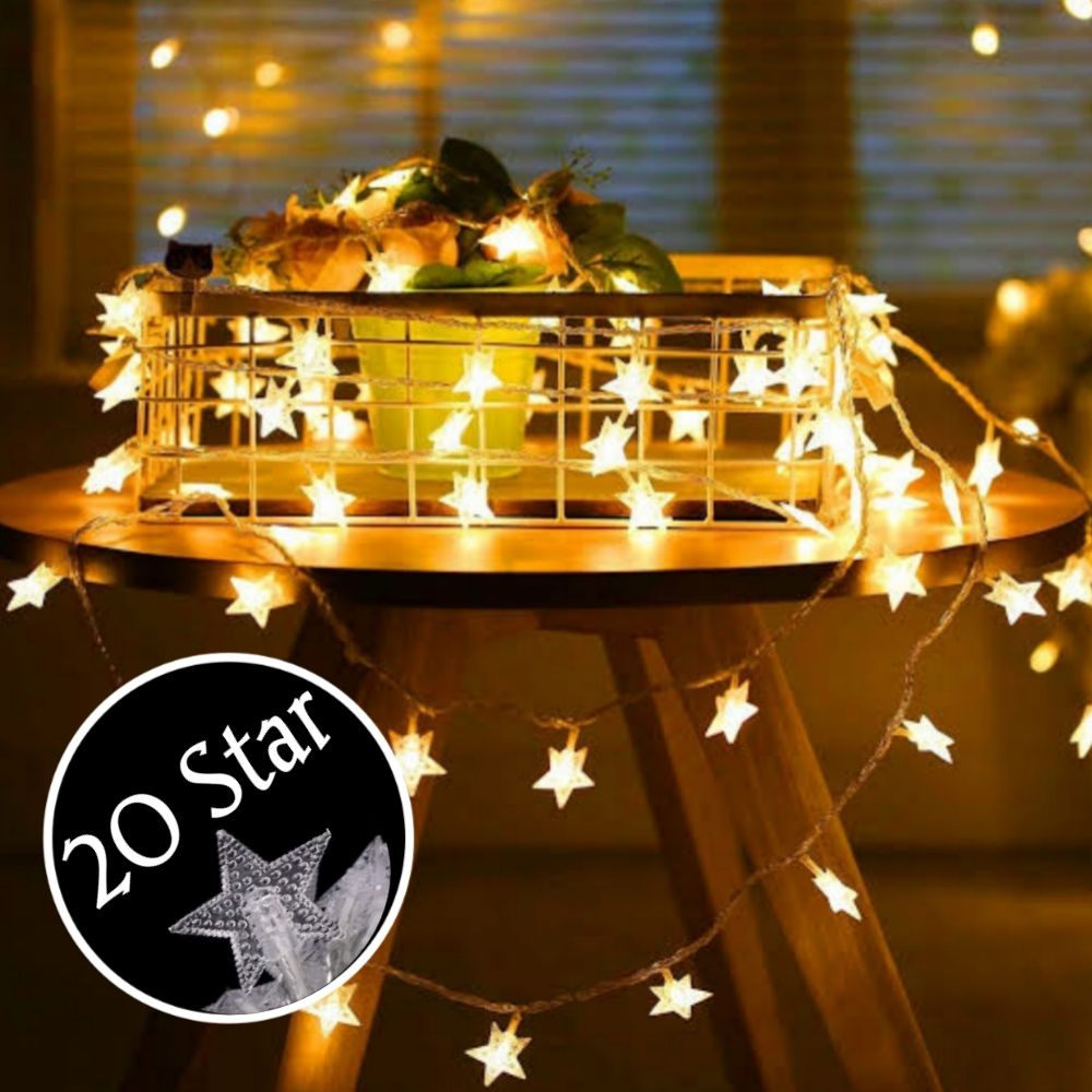 20 Moon Star LED Fairy Lights Battery Operated