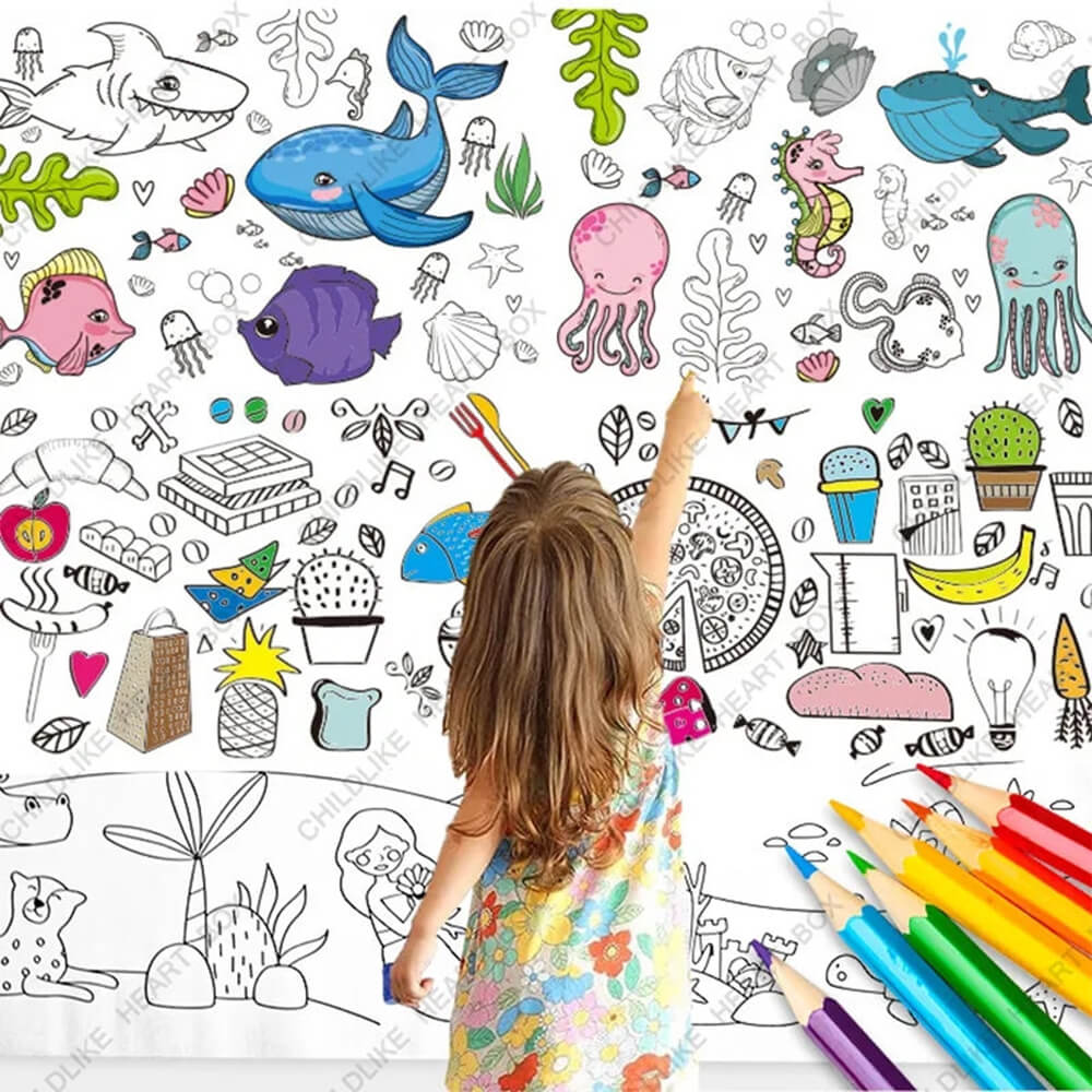 Kids Colouring Mat Art Crayon Marker Reusable Children Drawing roll Sketch