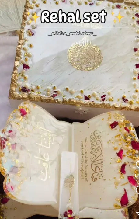 Customize Resin wedding islamic deal including Quran box,Rehal and bookmark