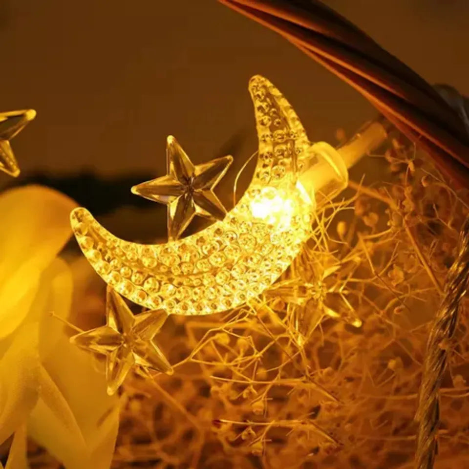 20 Moon Star LED Fairy Lights Battery Operated