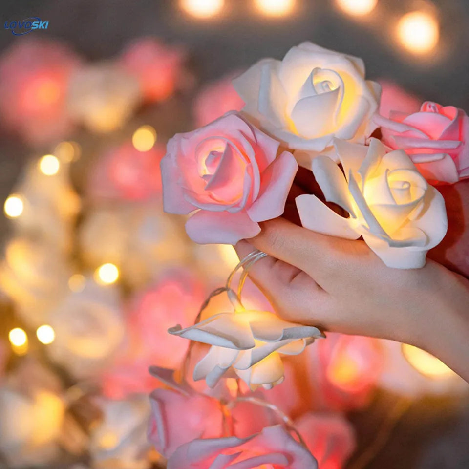 Rose fairy light 20 flowers in string 10ft length