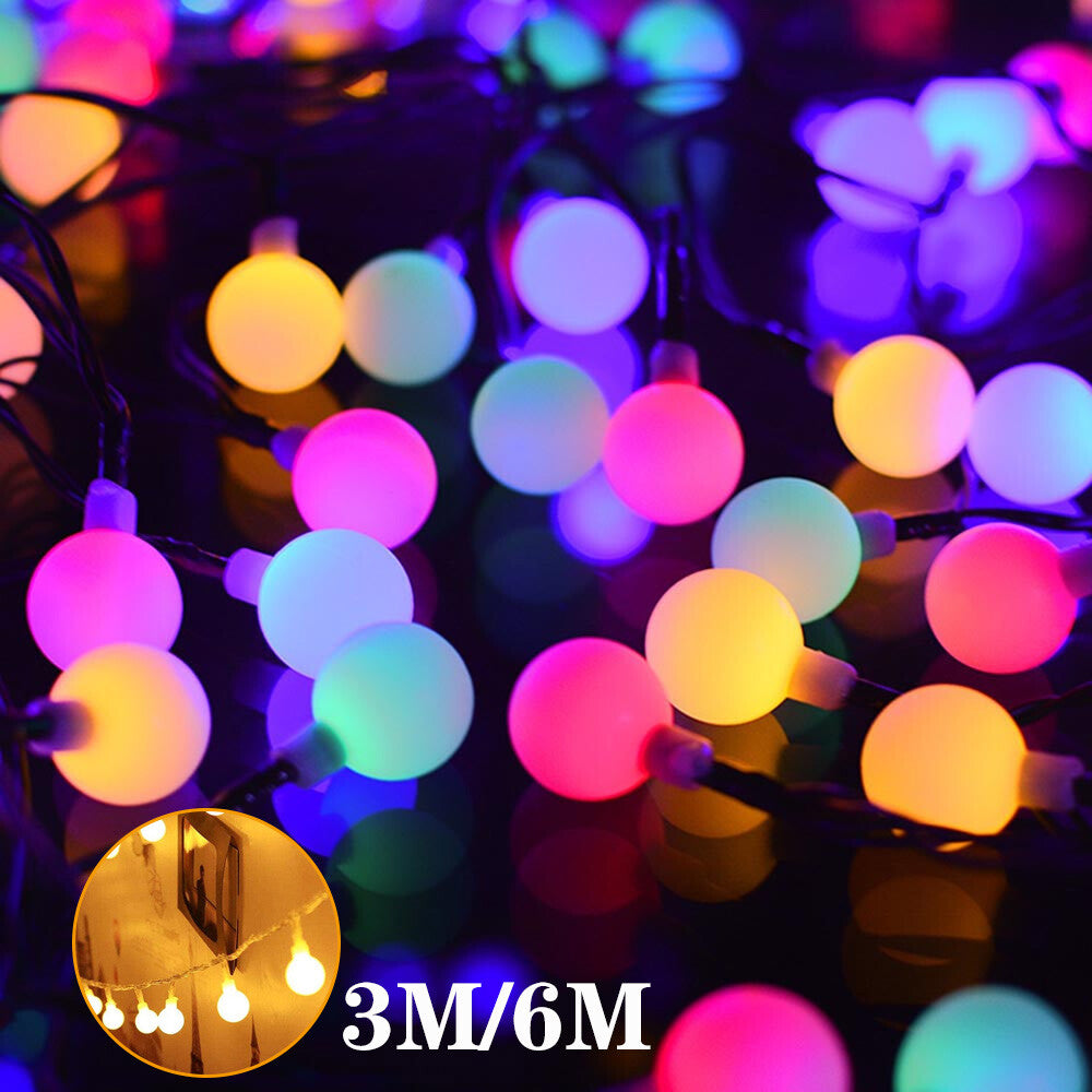 10 Cotton Ball LED String Fairy Lights Battery Operated